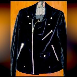 The Kooples Black Velvet Bomber Jacket